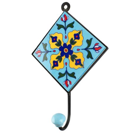 Yellow Flower Ceramic Tile Hook